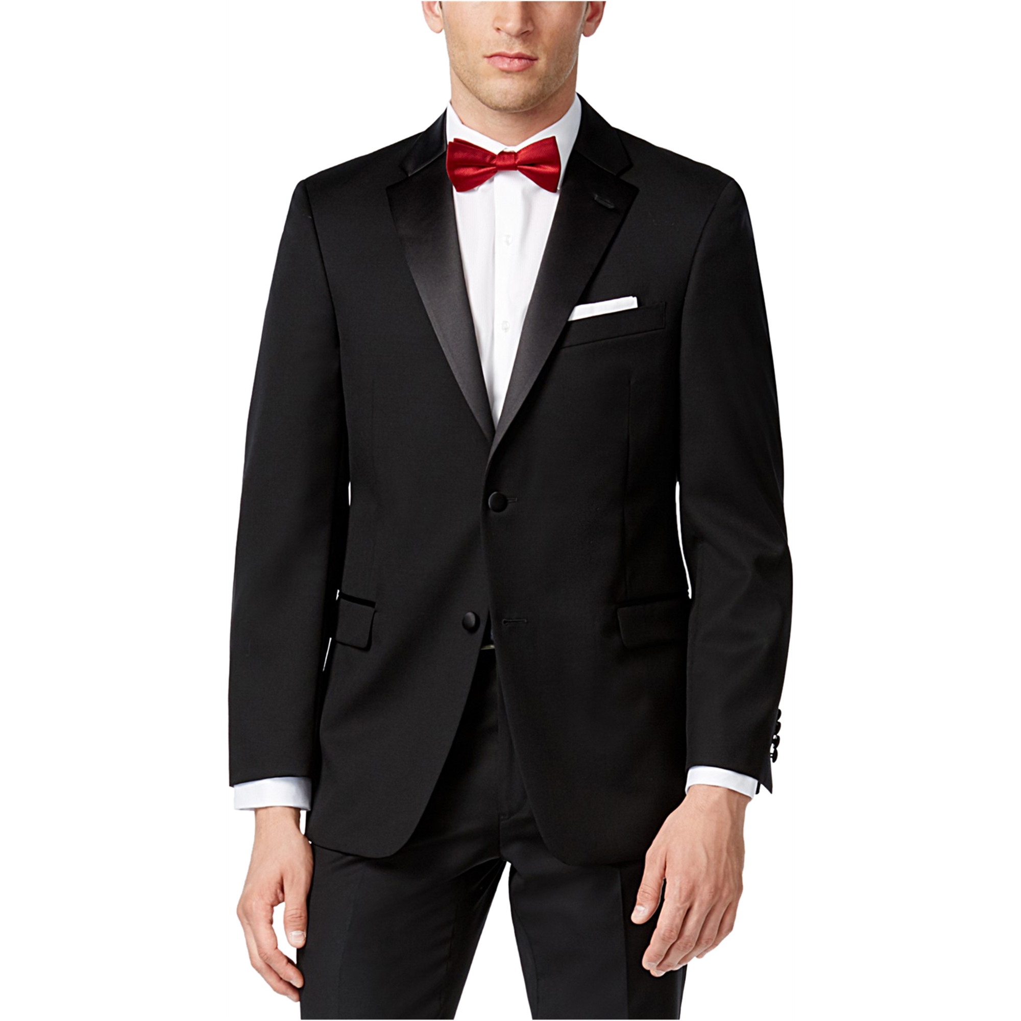Tommy Hilfiger Mens Side Vent Two Button Blazer Jacket, Black, 36 Short